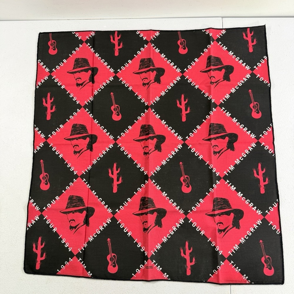 Vintage Tim McGraw 1994 Tour Country Music Bandana Scarf Handkerchief 21"x 22"